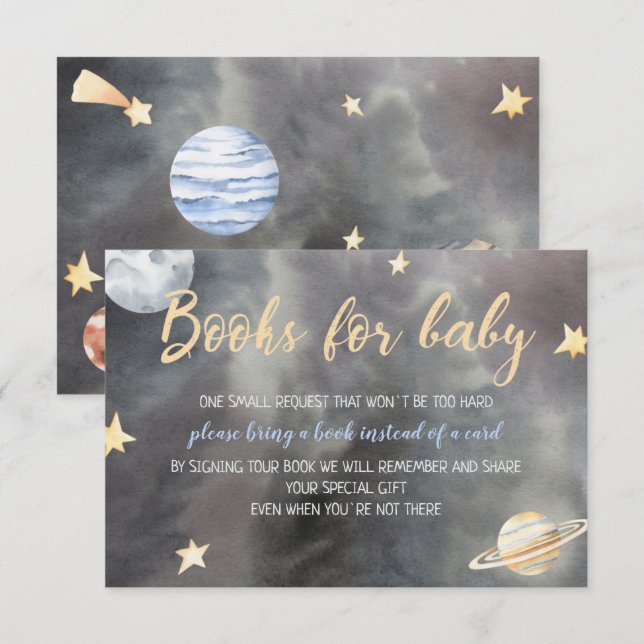 Invitation Livres De Baby shower De L'Astronaute Spatiale Pou (Devant / Derrière)