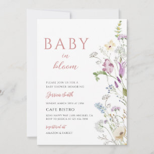 Invitation Livres de Baby Shower Fleur Sauvage Tirage au Sort
