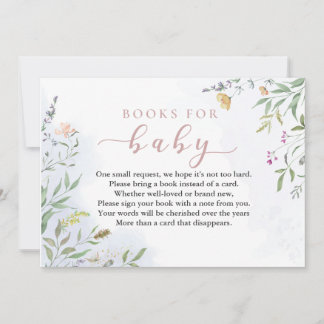 Invitation Livres de fleurs à l'aquarelle pour bébé à insérer