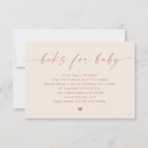 Invitation Livres de livres pour Baby Insert, Modern Pink Gir