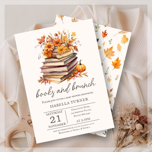 Invitation Livres et Brunch Automne Baby shower d'automne Inv (Créateur téléchargé)