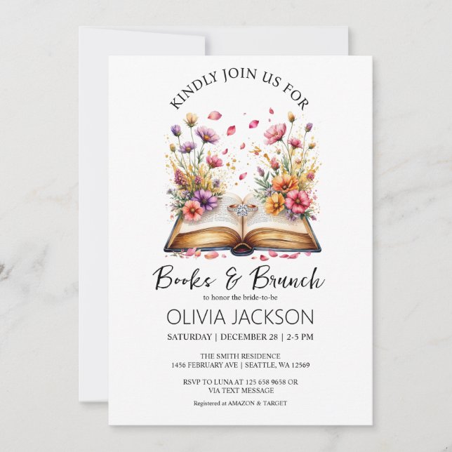 Invitation Livres et Fête des mariées Brunch (Devant)