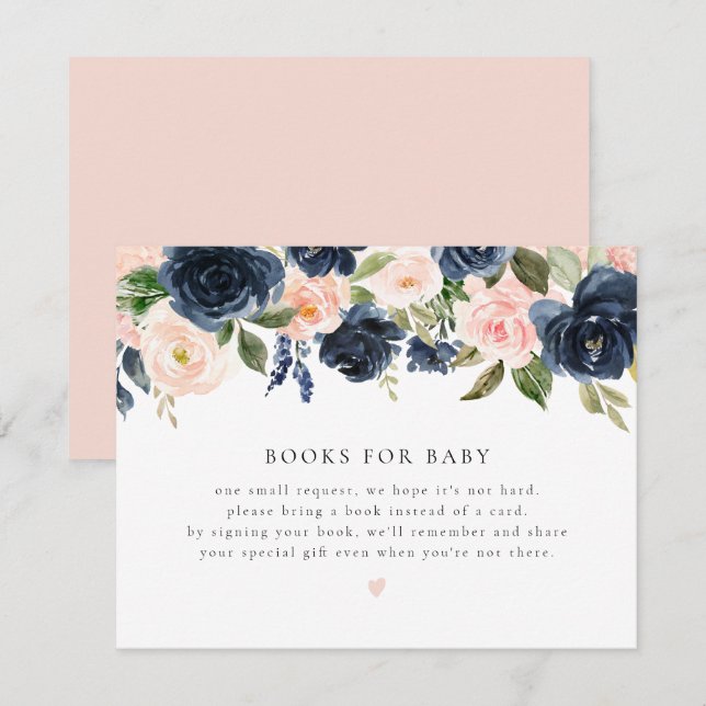 Invitation Livres floraux de la Marine romantique et douce po (Devant / Derrière)