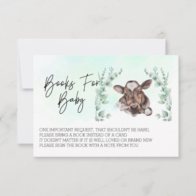 Invitation Livres pour Baby shower Cow Eucalyptus (Devant)