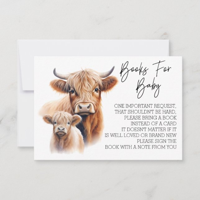 Invitation Livres pour Baby shower Highland Cow (Devant)