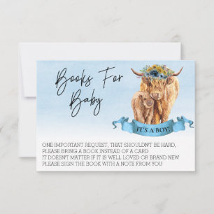 Invitation Livres pour Baby shower Highland Cow Boy Calf