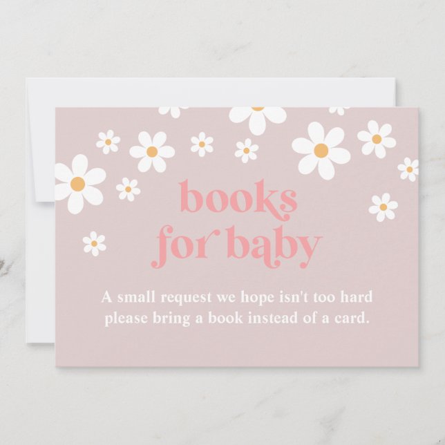 Invitation Livres pour bébé Fleur de marguerite Boho rose (Devant)