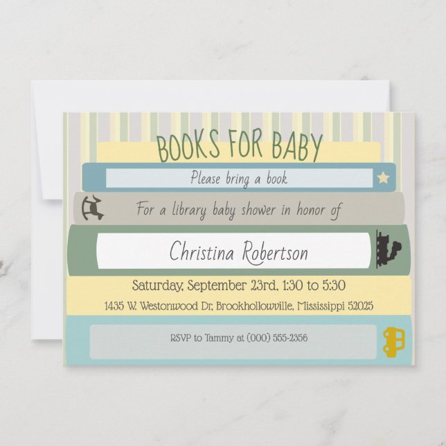 Invitation Livres pour l'invitation de baby shower (Devant)