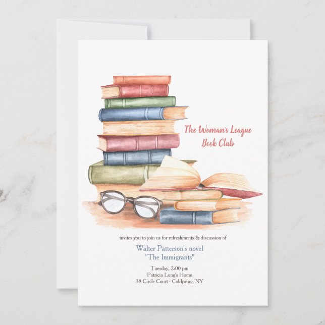 Invitation Livres pour lire l'invitation du club de lecture (Devant)