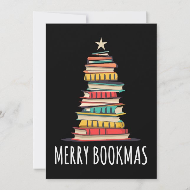 Invitation Livres Sapin de Noël Joyeux Bookmas (Devant)