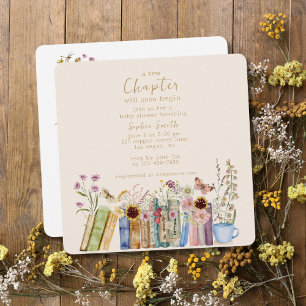 Invitation Livres vintages Un Nouveau Baby shower De Chapitre