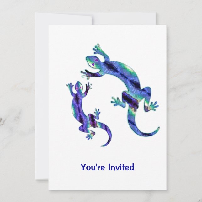 INVITATION LIZARD 1 DUO MOSAÏQUE BLEUE ET VERTE (Devant)
