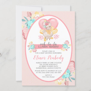 Invitation Llama Baby shower rose Floral