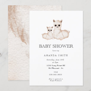 Invitation Llama Boho Maman et Baby shower Safari bébé