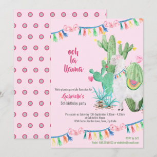 Invitation Llama Cactus Tout Llama Fun Filles Fête d'annivers