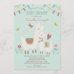 Invitation Llama et Mama Baby shower Mention d'invitation