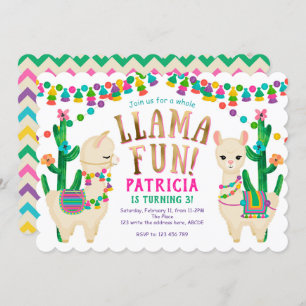 Invitation Llama Fun entier, fête d'anniversaire de Llama Inv