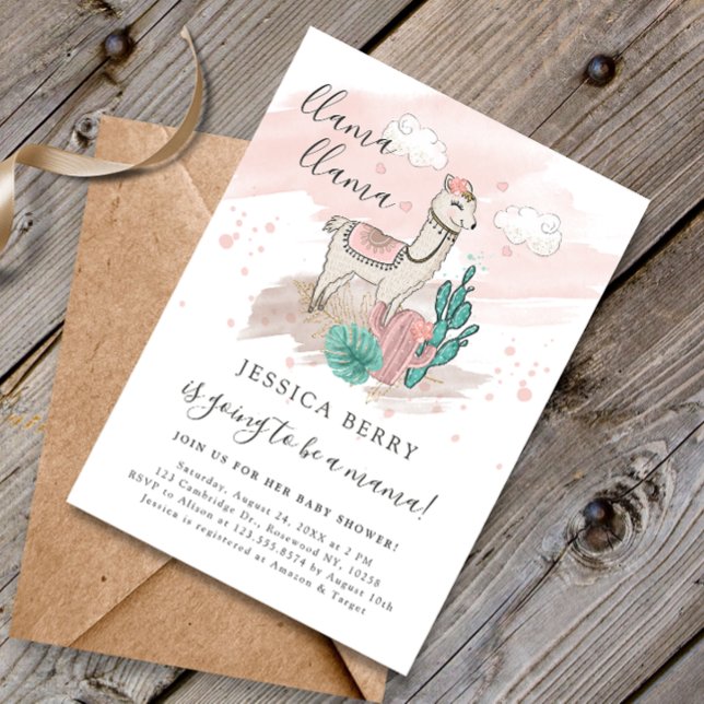 Invitation Llama Lllama Bébé Maman Baby Shower (Créateur téléchargé)