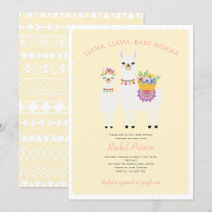 Invitation Llama Momma - mignonne, Bébé Jeune Fille Douche In