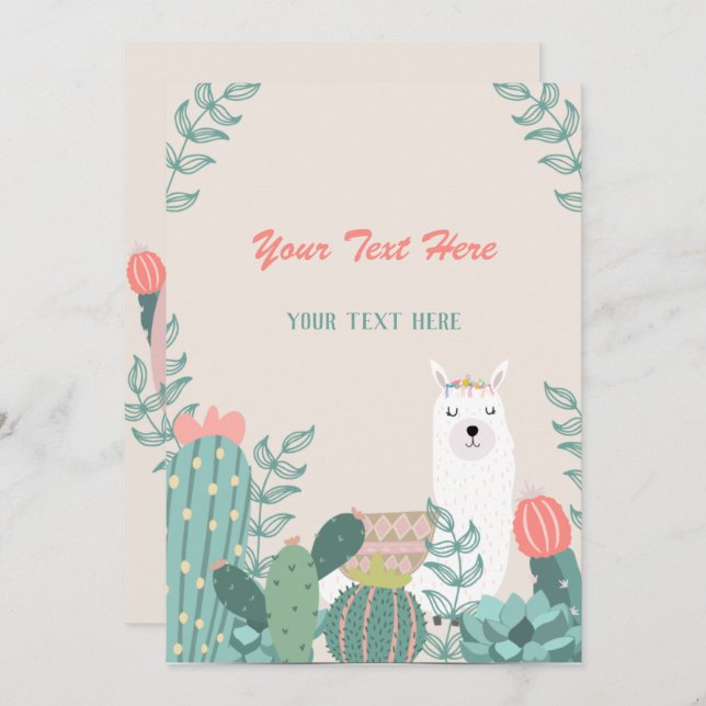 Invitation Llama Tout Événement (Devant / Derrière)