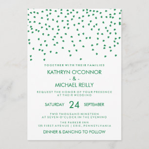 Invitation L'Mariage irlandais Confetti en blanc