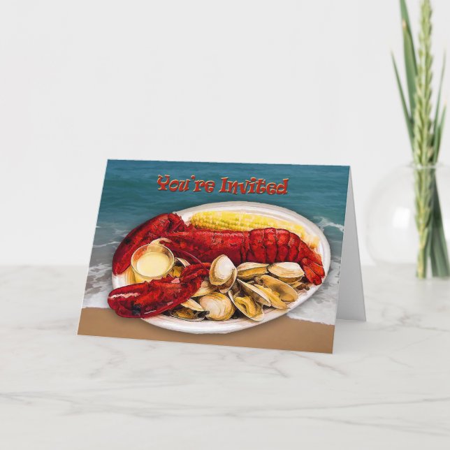 Invitation Lobster & Clams Ocean Shoreline You're invited (Devant)