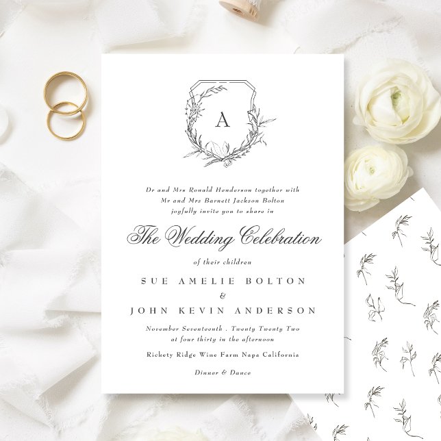 Invitation logo classique élégant traditionnel monogramme (Créateur téléchargé)
