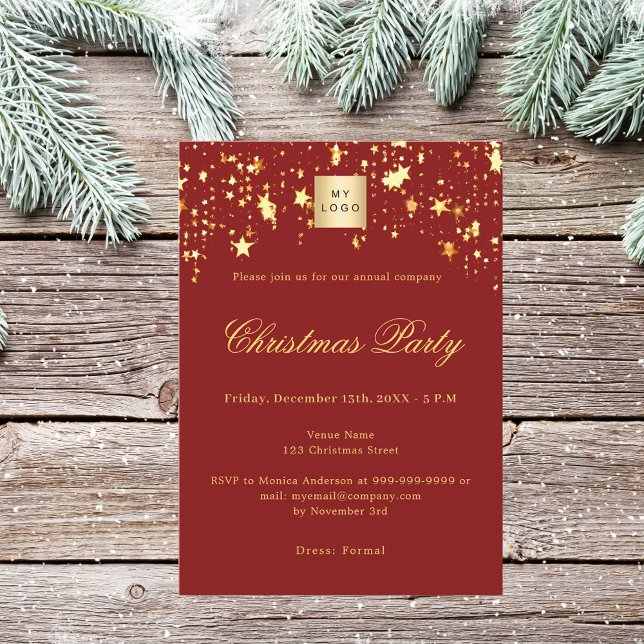 Invitation Logo de la compagnie d'étoiles rouge Noël (Créateur téléchargé)