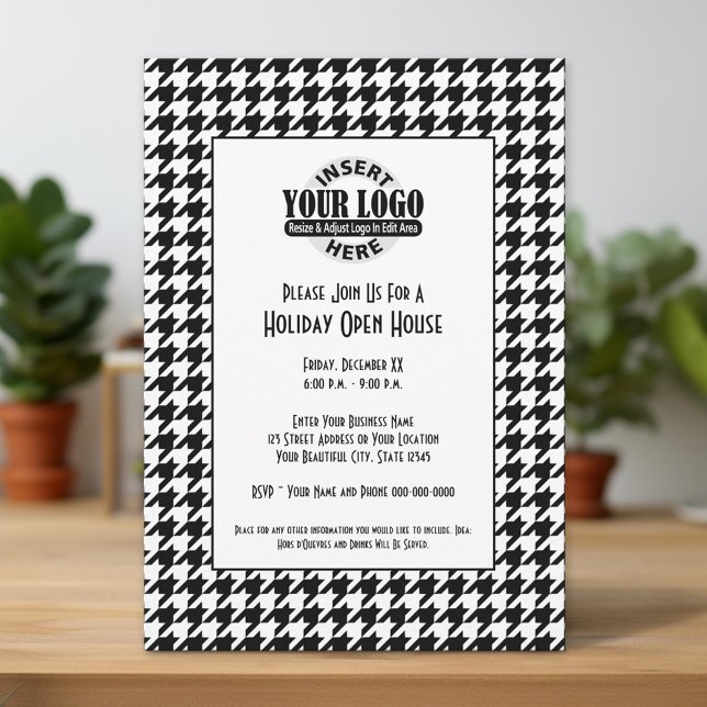 Invitation Logo de la fête de vacances en noir blanc Houndsto (Unique Invitation)