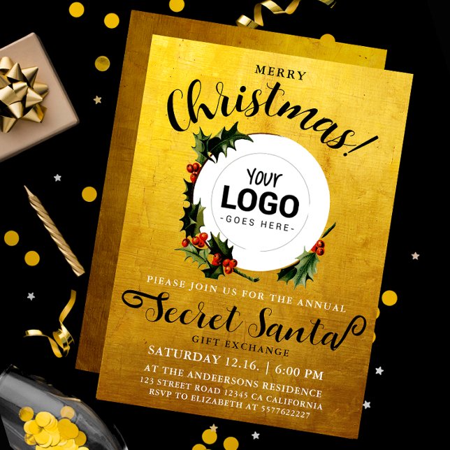 Invitation Logo de la société Père Noël Secret Gold (Créateur téléchargé)