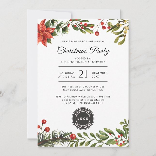 Invitation Logo de l'entreprise Fête de Noël (Devant)