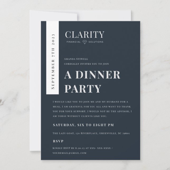 Invitation Logo de l'événement Modern Minimal Navy Kraft Conf (Devant)