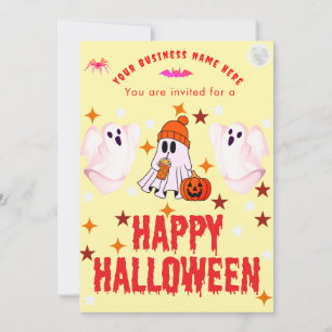 Invitation Logo de nom d'entreprise et fantôme mignon Hallowe