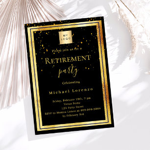 Invitation Logo d'entreprise de retraite de confettis en or n