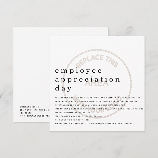 Invitation Logo d'entreprise du jour de l'appréciation des em (Devant / Derrière)