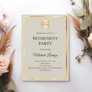 Invitation Logo d'entreprise pour fête de retraite en or gris