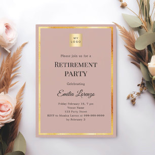 Invitation Logo d'entreprise pour une fête de retraite en or 