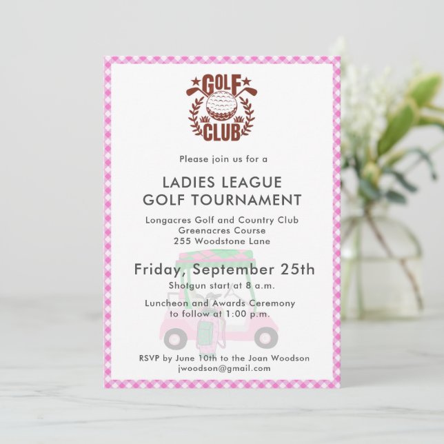Invitation Logo du tournoi de la ligue des dames de golf Club (Debout devant)