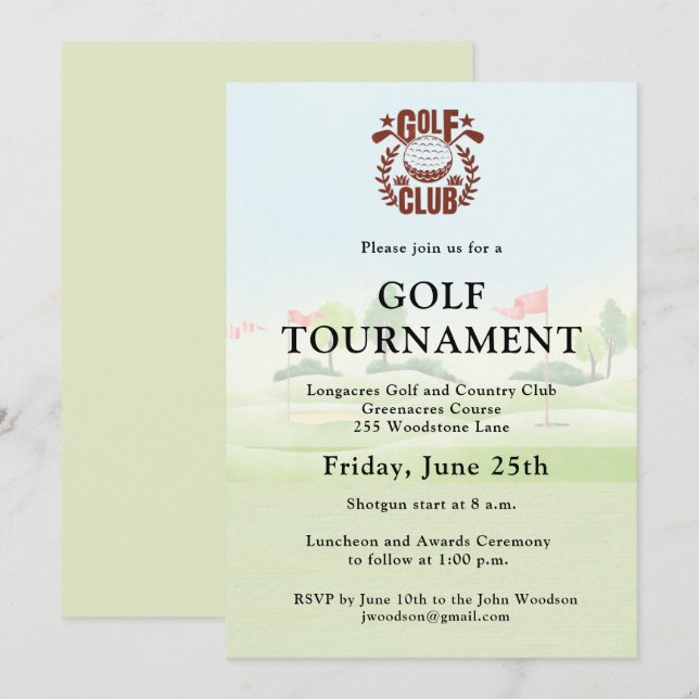 Invitation Logo du tournoi d'entreprise Golf Club (Devant / Derrière)