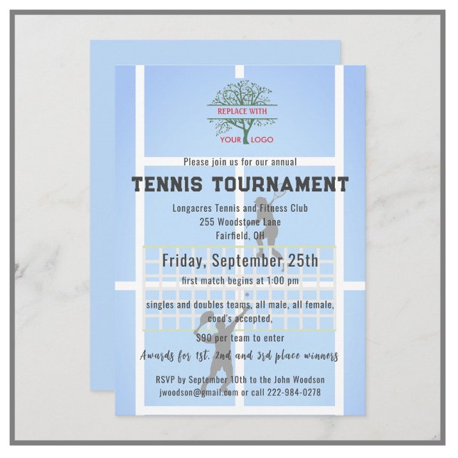Invitation Logo du tournoi du club de tennis (Créateur téléchargé)