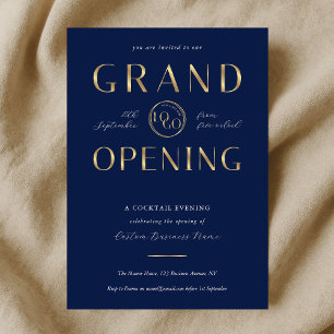 Invitation Logo Entreprise Or et Marine Ouverture Grandiose E