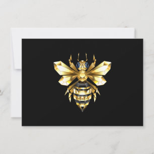 Invitation Logo Faux Gold Foil Bee Polygonal sur Noir
