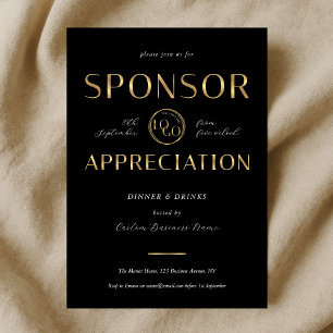 Invitation Logo noir et or de reconnaissance des sponsors d'e
