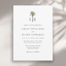 Logo Palmier Élégant Mariage Tropical Monogramme