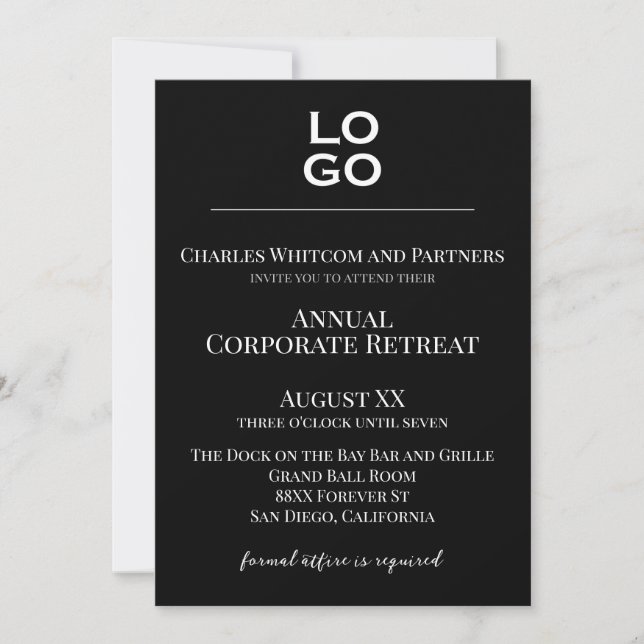 Invitation Logo personnalisé noir Événement d'entreprise ou d (Devant)