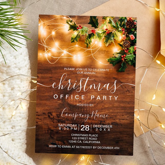 Invitation Logo rustique de la marque de Noël (Rustic Christmas country corporate mistletoe logo Invitation)