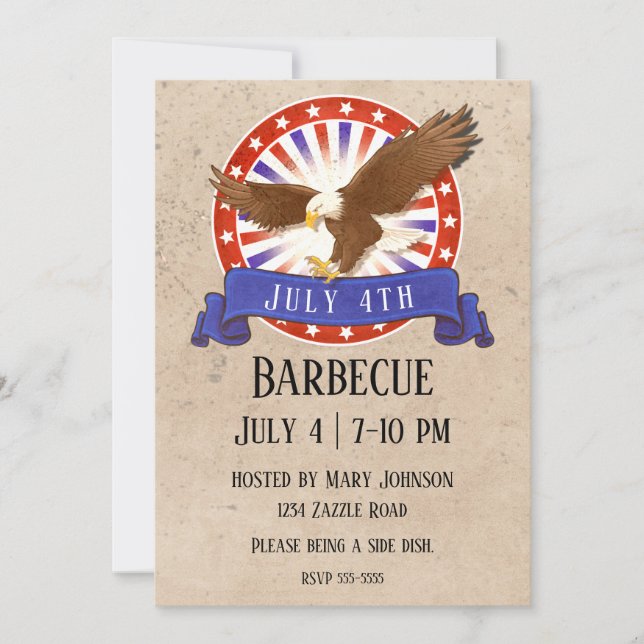 Invitation Logo vintage du 4 juillet (Devant)