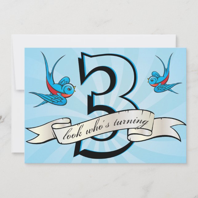 Invitation l'oiseau d'hirondelle de tatouage badine (Devant)