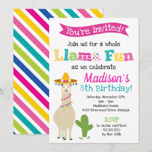 Invitation Loisirs Llama - Fête d'anniversaire Llama