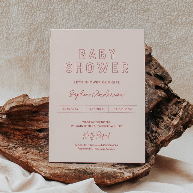 Invitation LOLA Modern Girl Baby shower (Créateur téléchargé)